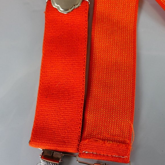 PELICAN Suspender Mens Orange‎ Silver Clip On Adjustable Stretch Solid X Back - Picture 4 of 8
